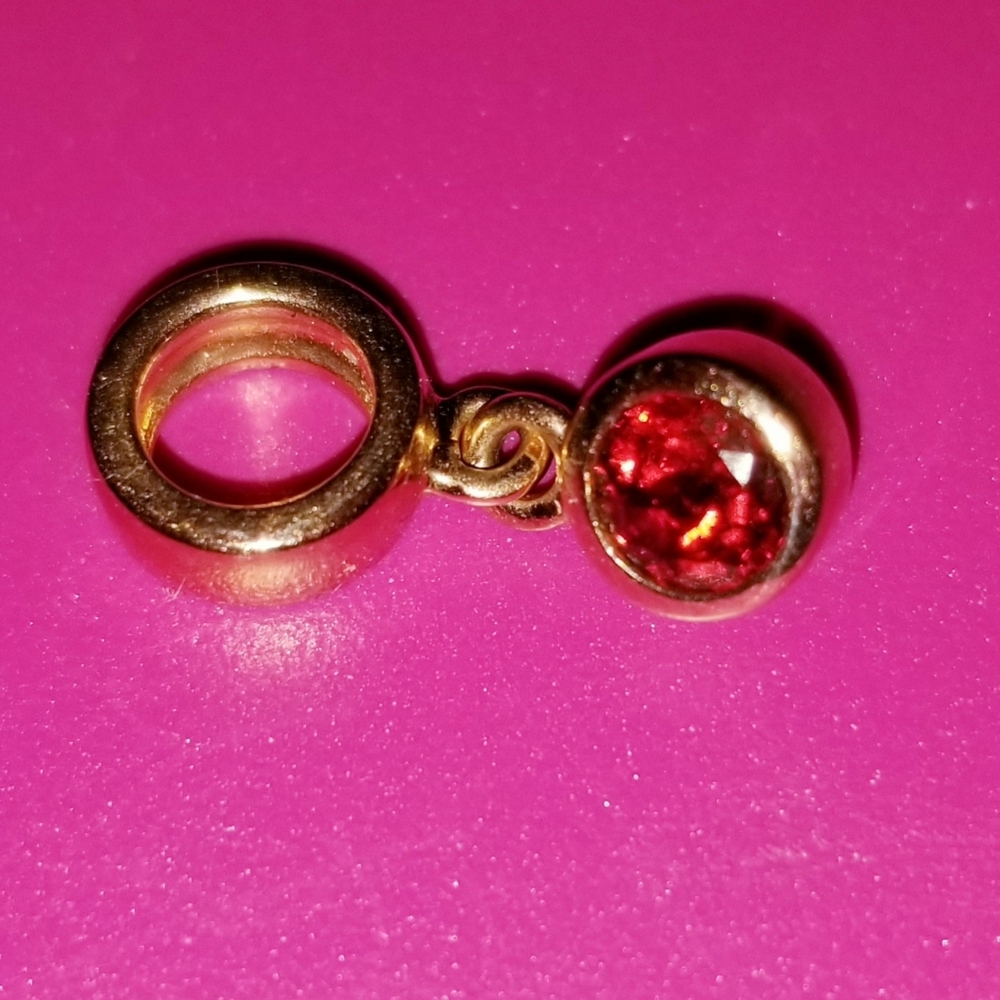 Garnet dangle 9k rose gold bracelet charm